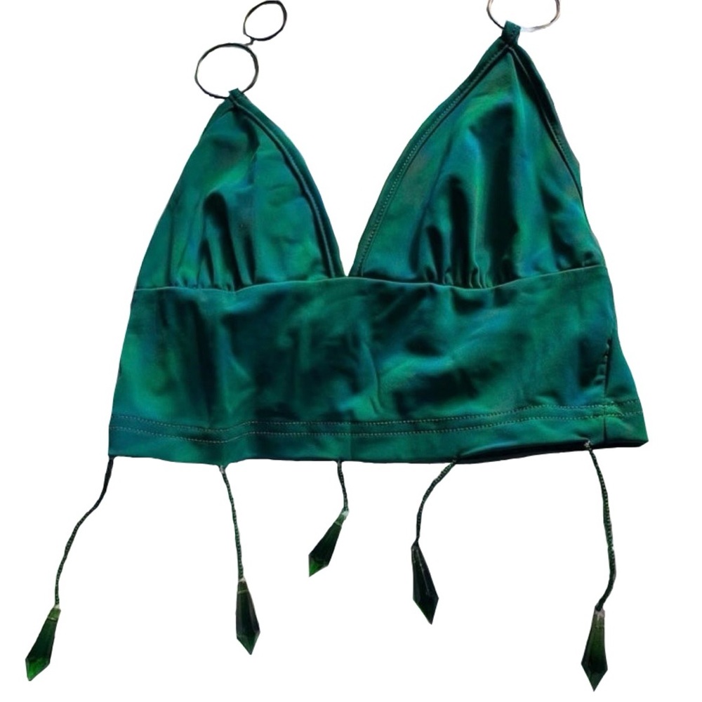 Green beaded crystal top